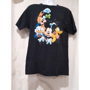 Disney Mickey Mouse & Friends Bursting Through Black Shirt Graphic , Sz L